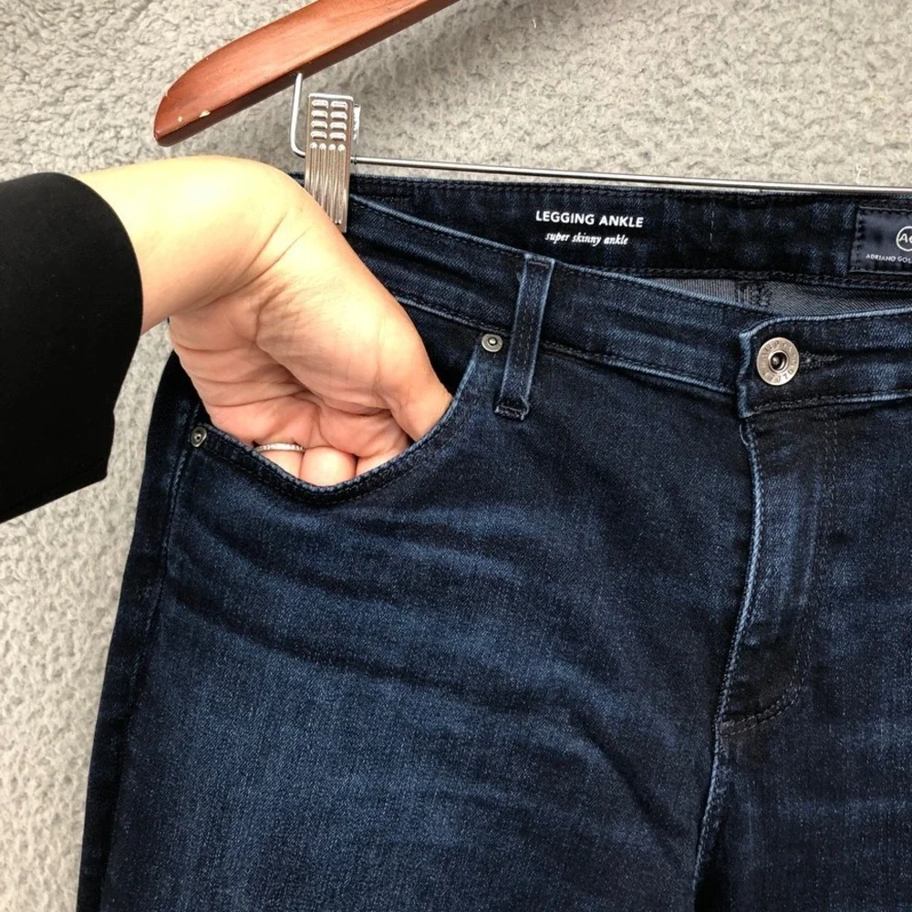 AG Adriano Goldschmied Legging Ankle Jeans Womens 32R‎ Dark Blue Super Skinny